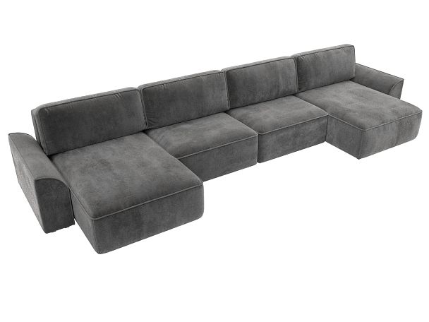Диван п-образный Лига-048 НПБ лонг Велюр серый - Вид 6