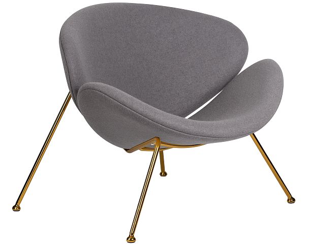 Кресло дизайнерское DOBRIN EMILY (серая ткань AF7, золотое основание) - Вид 2