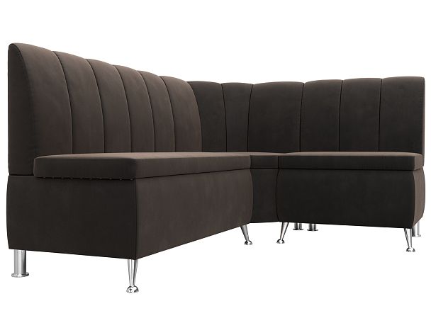 Кухонный угловой диван Кантри правый (полностью велюр коричневый) - Вид 3