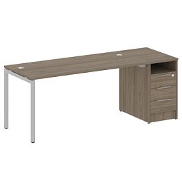 Metal System Quattro Р. ст. с тумбой на П-образном м/к 40БП.РС-СТП-1.4 Вяз/Серый металл 2012*720*750 - Фото предпросмотра