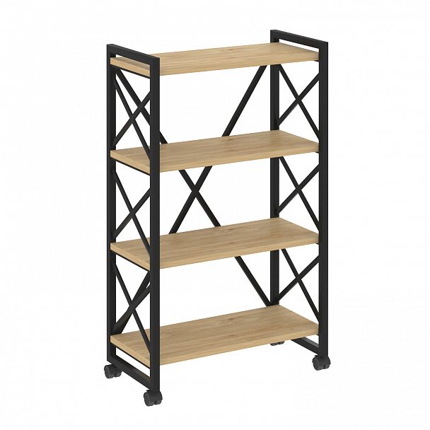 Стеллаж на колесах "Loft" VR.L-MST.K-4.8 тиквуд светлый/черный - Вид 1