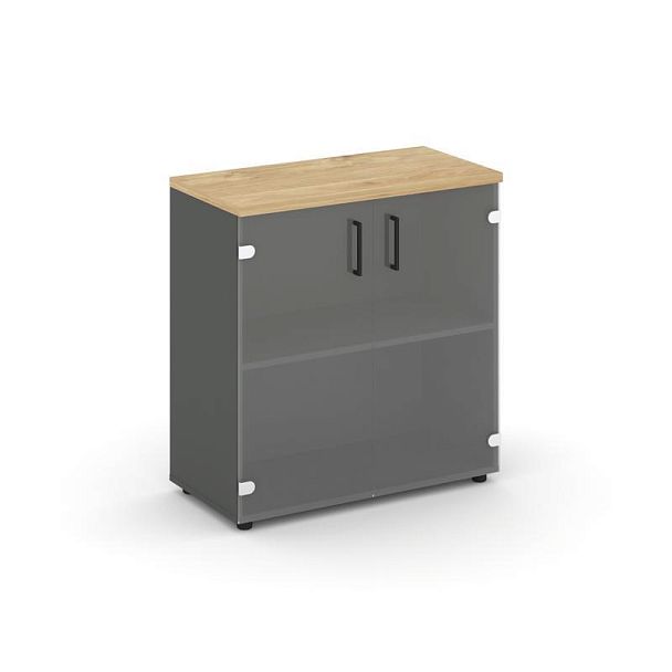 Style Project Шкаф низкий широкий SN.STS.E-302 Антрацит/Тиквуд Светлый/Прозрачный/Черный Ручки 796*4 - Вид 1