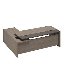 Стол руководителя с кабель-каналами с брифинг-приставкой боковой правый U.RUS РС 132 ДЧ/ЛС дуб виченца/лава серая - Фото предпросмотра