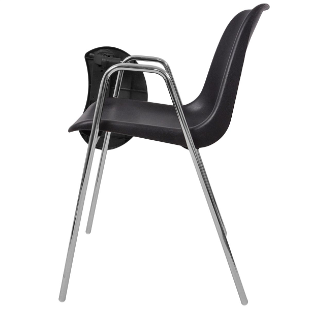 Стул Vicenza (4 ножки с подлокотниками + столик TLT), каркас хром, черный, РП+ИК - Вид 5
