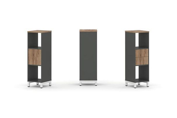 Стайл Проджект Набор стеллажа 1 сторон., 3 яр. SN.NS-311 Антрацит/Дуб Табак/Металл Белый 387*400*124 - Вид 1