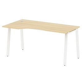 Metal System Стол криволинейный левый на А-образном м/к БА.СА-1 (L) Акация/Белый металл 1600*900*750 - Фото предпросмотра