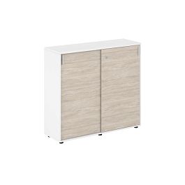 Шкаф купе 1238х400х1125 средний, с замком / корпус: белый, фасады: дуб светлый Сигма / Sigma - Фото предпросмотра