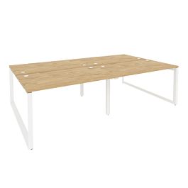 Onix Рабочая станция на О-образном м/к O.MO-D.RS-4.3.8 Тиквуд светлый/Белый металл 2760*1635*750 - Фото предпросмотра