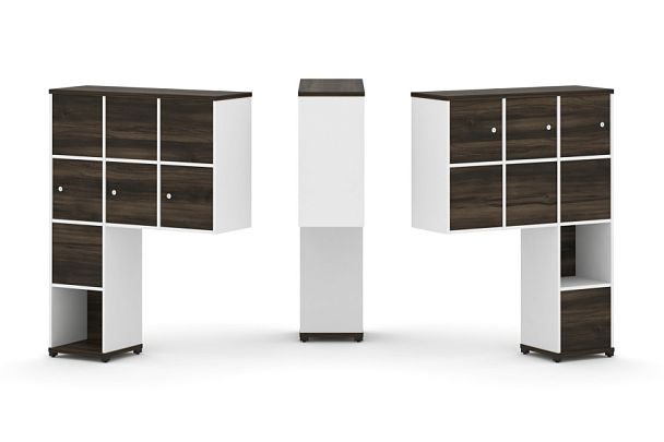 Concept Надставка высокая CN.DNV-009 Дуб Мали/Белый Бриллиант/Металл Черный 1099*350*1486 - Вид 1