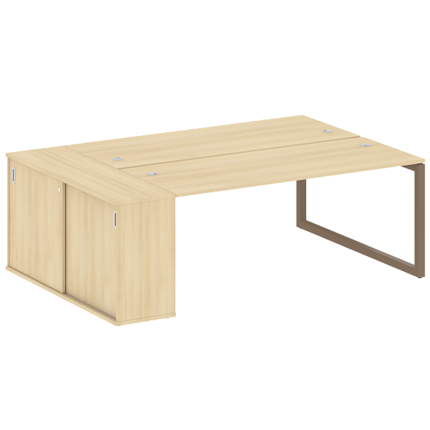 Metal System Quattro Р. ст. с шкафом-купе на О-образном м/к 50БО.РС-СШК-1.5 Т Акация/Мокко металл 2210*1475*750 - Вид 1