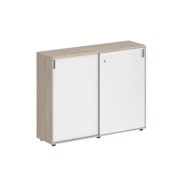 Шкаф-купе Sigma 1438х400х1125 средний, с замком / корпус: дуб светлый, фасады: белый - Вид 1