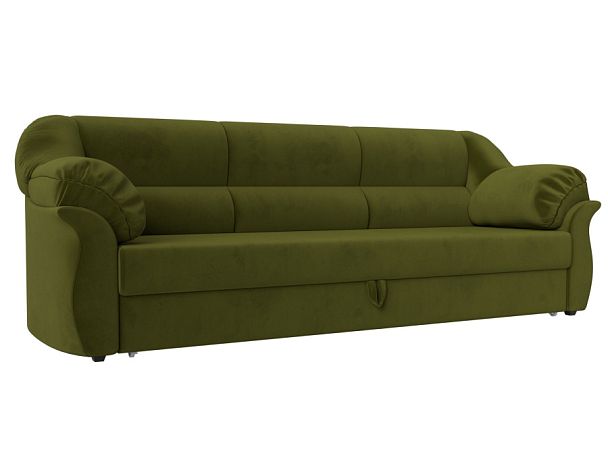 Диван прямой Карнелла (полностью микровельвет зеленый) - Вид 1