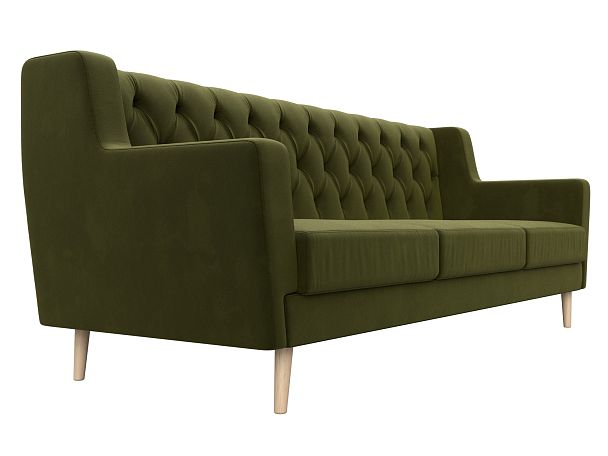 Прямой диван Брайтон 3 Люкс (полностью микровельвет зеленый) - Вид 3