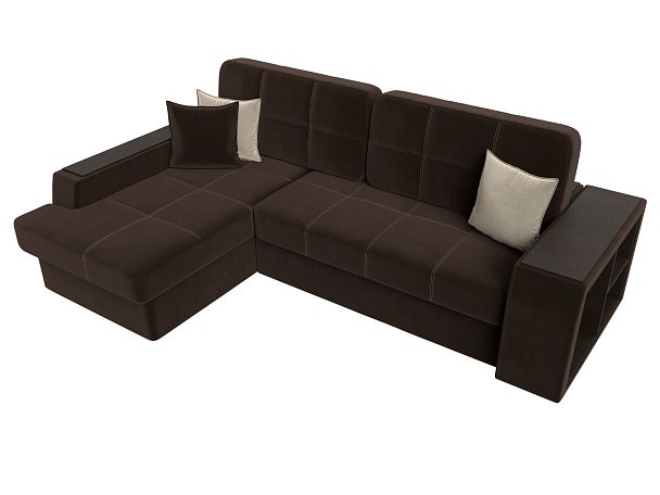Угловой диван Брюссель левый (полностью микровельвет коричневый) - Вид 5
