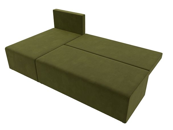 Угловой диван Поло левый (полностью микровельвет зеленый) - Вид 8