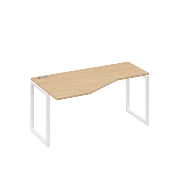 Стол эргономичный левый "Техно" на металлокаркасе QUATTRO A4 А4 Б4 055 БП натуральный дуб / металлокаркас белый - Вид 1