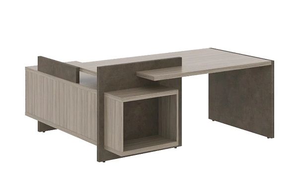 WOOD STONE Стол руководителя СФ-531222 П 1800х1798х840  Дрифтвуд / Бетон Чикаго темный Wood stone кабинет руковод  без цвета - Вид 1