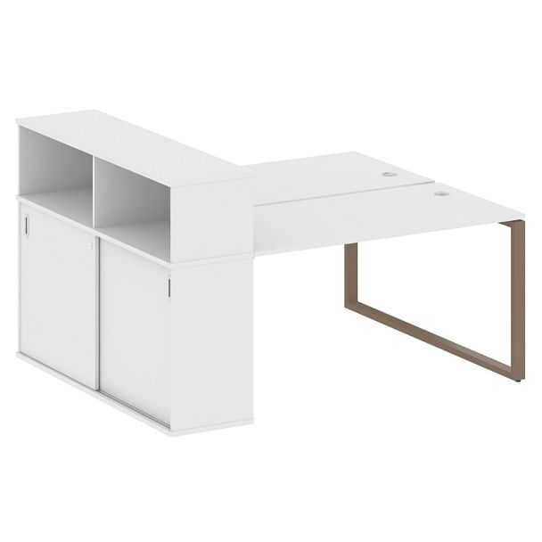 Metal System Р. ст. с шкафом-купе на О-образном м/к БО.РС-СШК-2.3 Т Белый/Мокко металл 1810*1475*1098 - Вид 1