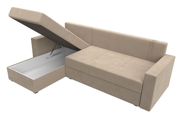 Диван угловой Верона Лайт угол левый (полностью велюр бежевый) - Вид 9