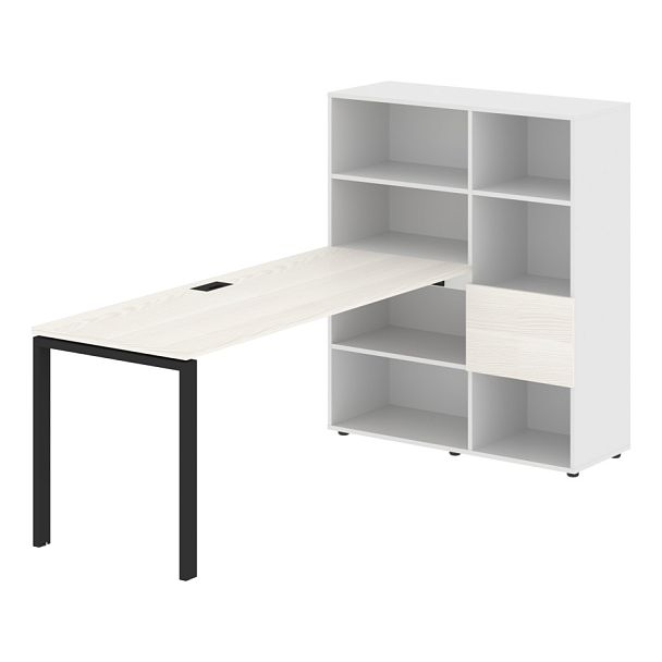 Стол-стеллаж EURST 1117 Ясень Траун/Черный/Белый 2190х1120х1355 EDIS - Вид 1
