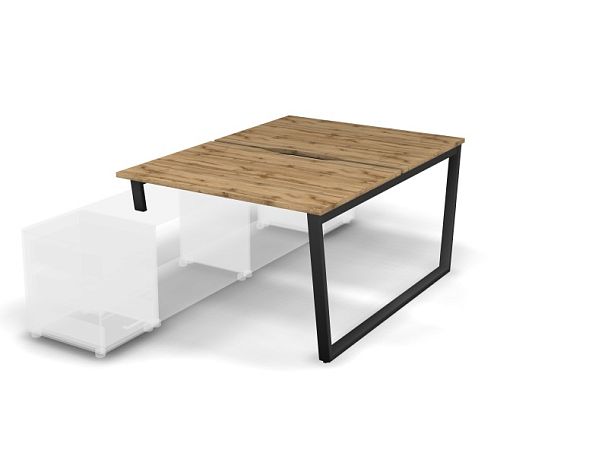 MATRIX 121В200-V Стол прямой двойной с опорой на тумбу, пров. вырез. (V-опоры) 1180х1590х775 Дуб Кра - Вид 1