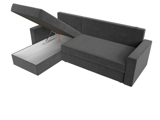 Угловой диван Траумберг Лайт левый (полностью велюр серый) - Вид 7