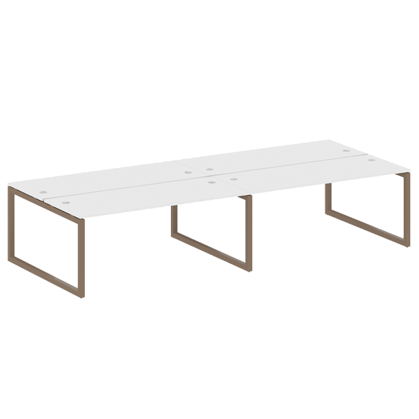 Metal System Quattro Р. ст. на 4 раб. места на О-образном м/к 50БО.СМ-4.5 Белый/Мокко металл 3600*1475*750 - Вид 1