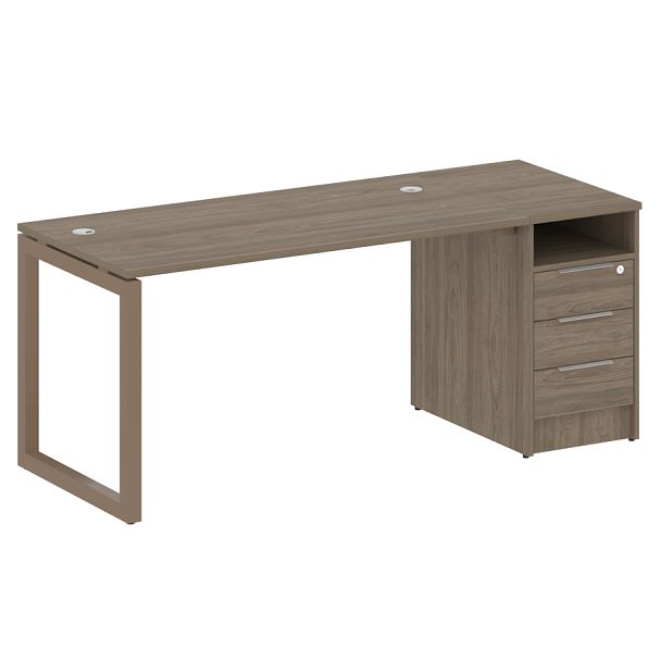 Metal System Quattro Р. ст. с тумбой на О-образном м/к 50БО.РС-СТП-1.3 Вяз/Мокко металл 1812*720*750 - Вид 1