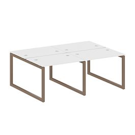Metal System Quattro Р. ст. на 4 раб. места на О-образном м/к 50БО.СМ-4.1 Белый/Мокко металл 2000*1475*750 - Фото предпросмотра