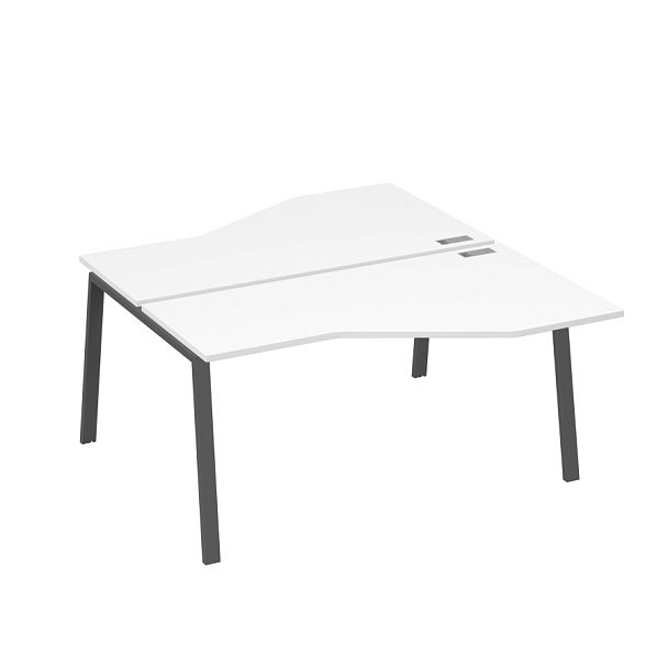 Рабочая станция каркас TRE столы (2х160) эргономичные Техно A4 А4 Б3 188  БП белый премиум / металлокаркас антрацит - Вид 1