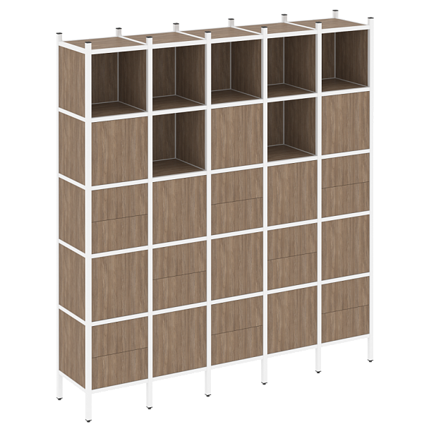 Loft Прямой стеллаж наборный VR.L-10 Дуб аризона/Белый металл 2110*446*2280 - Вид 1