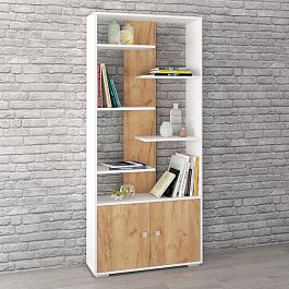 Стеллаж Ромео-4 (800*1800*250) белый/дуб крафт золотой - Фото предпросмотра