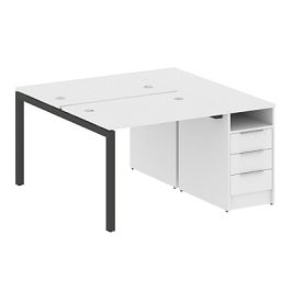 Metal System Quattro Р. ст. с тумбой на П-образном м/к 50БП.РС-СТП-2.1 Белый/Антрацит металл 1412*1475*750 - Фото предпросмотра