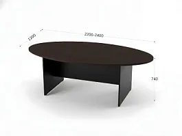 БЕРЛИН / BERLIN Конференц-стол овальный 2200х1200х740 Венге/Черный - Фото предпросмотра