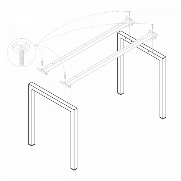 Опоры МЕТАЛЛ 50х25 мм к столам "Арго", глубиной 600 мм, КОМПЛЕКТ 2 шт. - Вид 1
