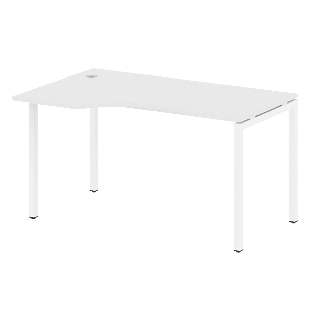 Metal System Quattro Стол криволинейный левый на П-образном м/к 40БП.СА-2 (L) Белый/Белый металл 1400*900*750 - Вид 1