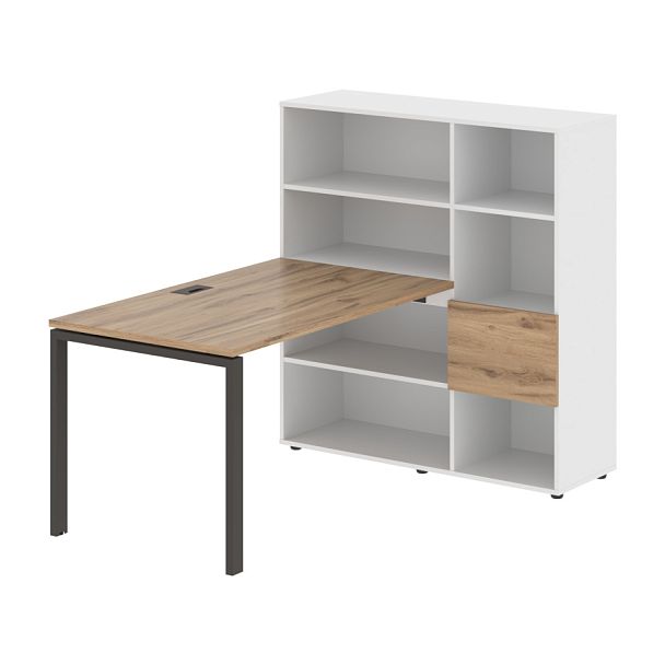 Стол-стеллаж EURST 1213 Дуб Денвер светлый/Мокко/Белый 1790х1250х1355 EDIS - Вид 1