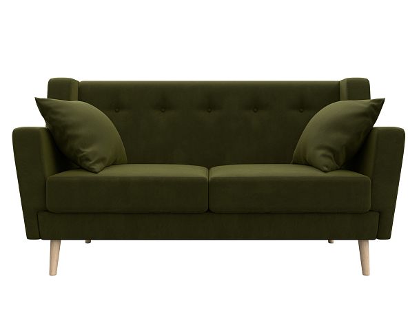 Прямой диван Брайтон 2 (полностью микровельвет зеленый) - Вид 2