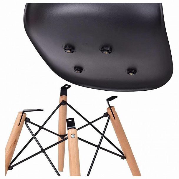 Стулья BRABIX "Eames CF-010", КОМПЛЕКТ 4 шт., пластик черный, опоры дерево/металл, 532631, 2033A - Вид 10