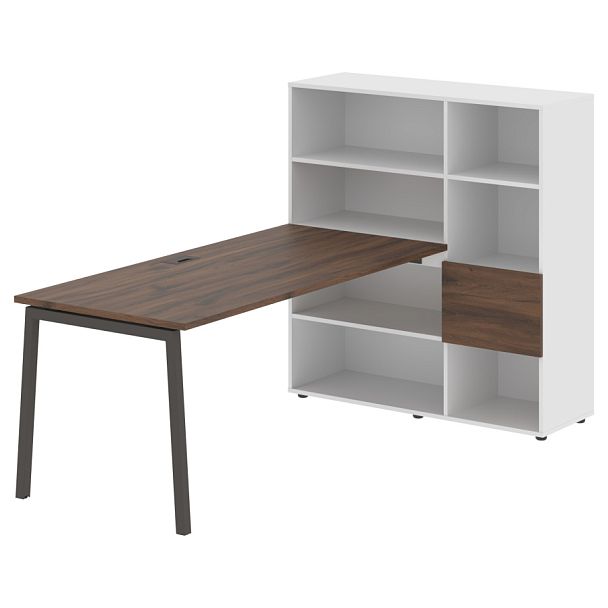 Стол-стеллаж ELRST 1217 Дуб Денвер тёмный/Мокко/Белый 2190х1250х1355 EDIS - Вид 1