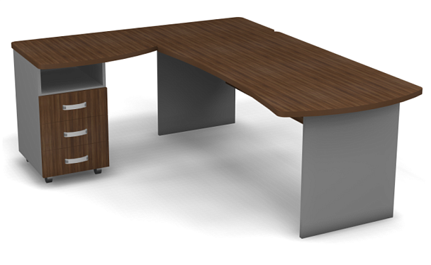 Стол угловой L,R 2000 Берлин Орех Вармия/Серый УРМ 200 L\R - Вид 2