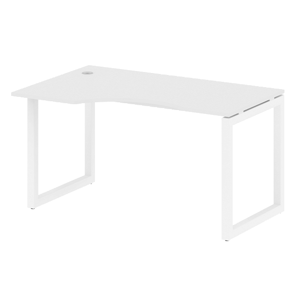Metal System Quattro Стол криволинейный левый на О-образном м/к 50БО.СА-2 (L) Белый/Белый металл 1400*900*750 - Вид 1