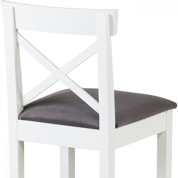 Комплект деревянных полубарных стульев с мягким сиденьем Бергольф Белый/Серый велюр, 3 шт. - Вид 9