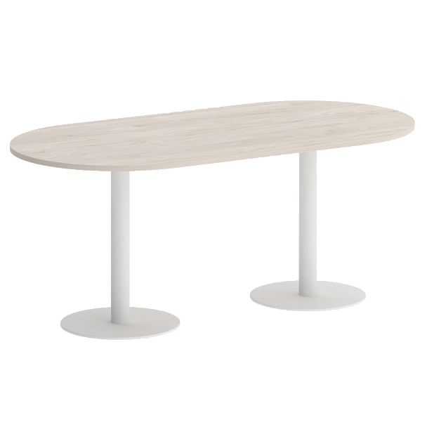 Home Office Стол овальный VR.SP-5-180.1 Денвер светлый/Белый металл 1800*900*753 - Вид 1