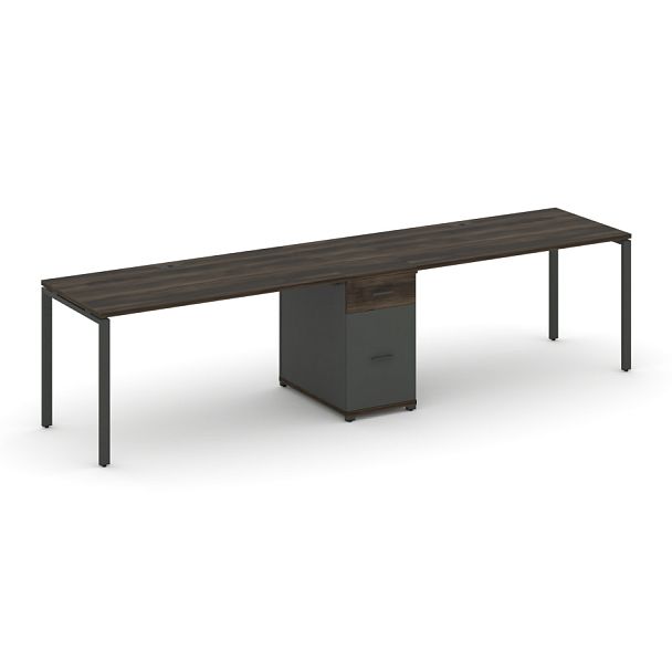 Concept Рабочая станция 2 места с 1 опорной тумбой CN.ORS-405 W Дуб Мали/Антрацит/Металл Антрацит 2380*720*750 - Вид 1