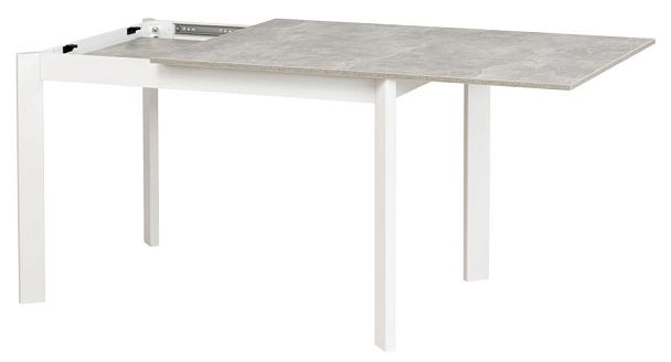 Обеденная группа стол раздвижной Стил 110 Бетон/Белый и 2 стула Бергольф Белый/Серый велюр - Вид 5