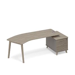 Стол эргономичный на тумбе малой (тип 5) WOOD правый Time wood ТМ В2 132 ВЛ ВЛ ВЛ мокко премиум (корпус) / вяз либерти (столешница, топ, фасад) - Фото предпросмотра