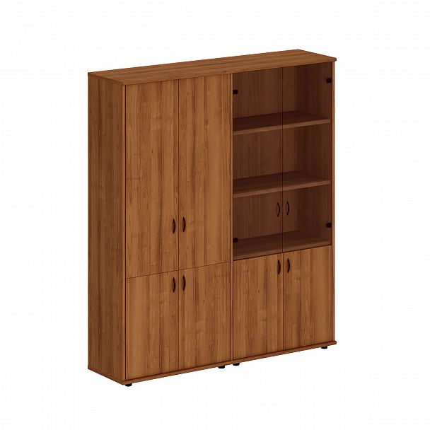 Шкаф комбинированный высокий (закрытый + стекло) "Престиж" Исп.52 темный орех - Вид 1