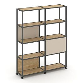 Shelf Mobile Стеллаж 5 уровней 2 секции VR.LT-STK-512.08 Тиквуд Светлый/Металл Антрацит/W-04 1570*400*2000 - Фото предпросмотра