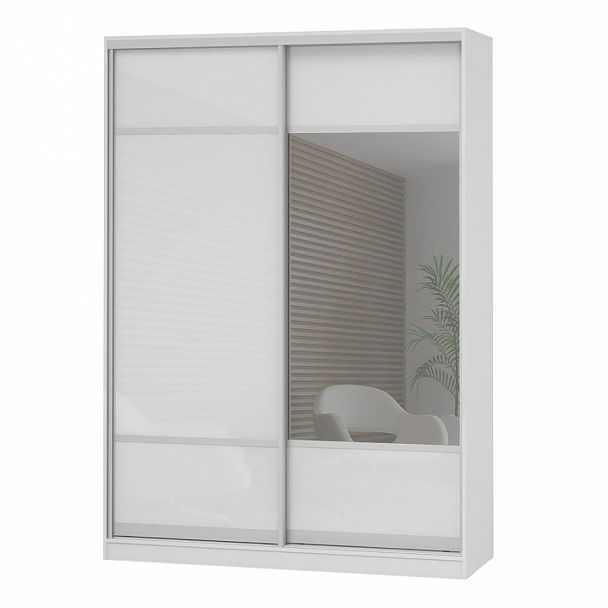 Шкаф Дерби 1600 ДСП-ЗР "Шкафы-купе" ПК-ДЕБ-Ш215Х160ДСЗ/1-В1-1085 белый;белый гладкий - Вид 1